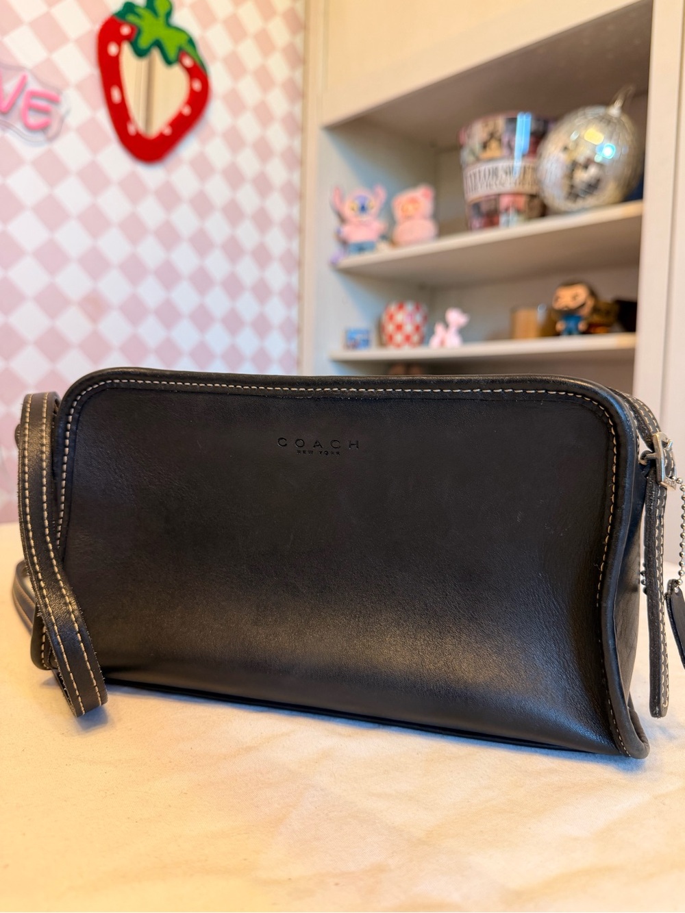 RARE Vintage 90s Coach Mimosa Classic Black Leather Crossbody Bag #9138